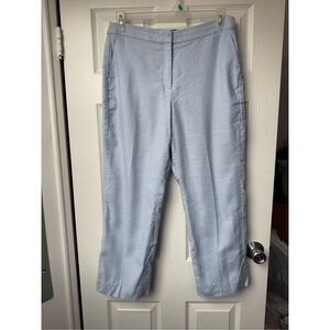 J. Crew Kate Pants 14 Women's Blue Lined Linen Blend Pants